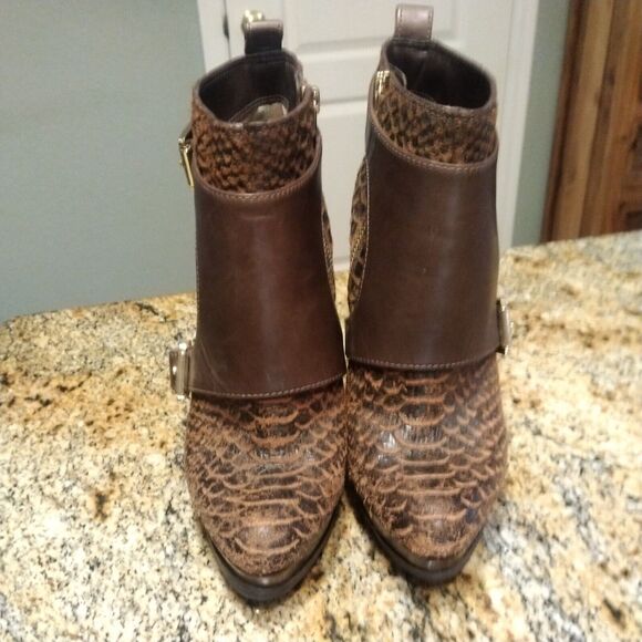 Michael Kors | Embossed Python Ankle Boot Size 7 M - Picture 5 of 12